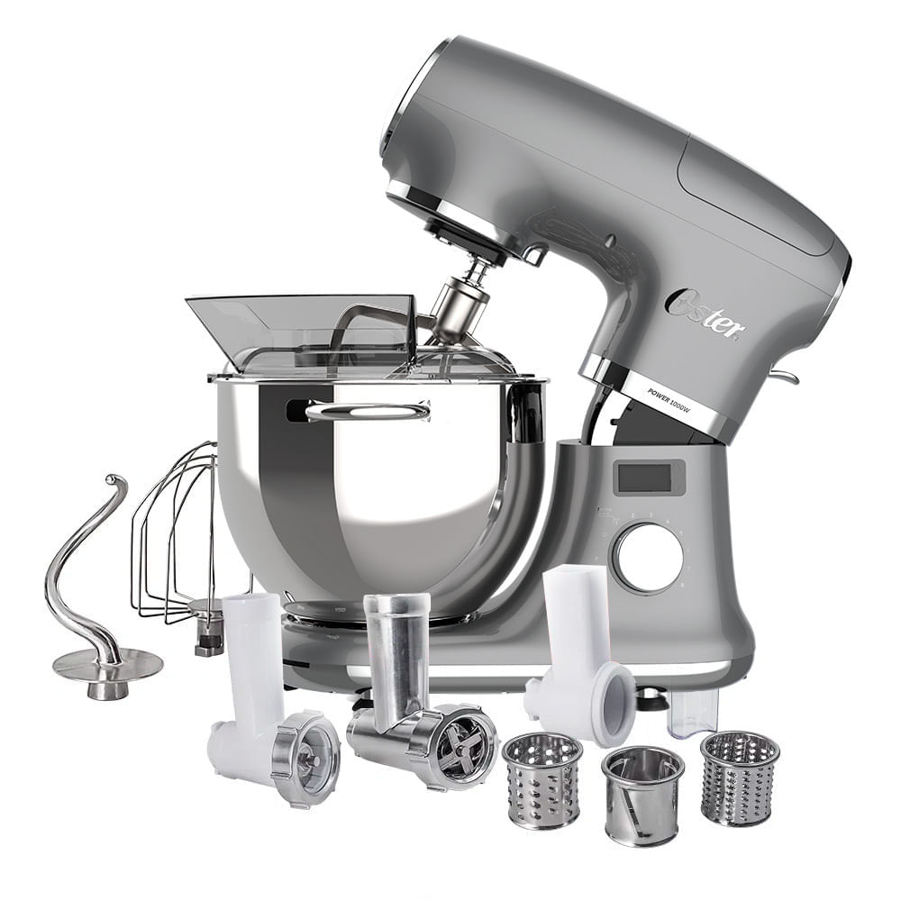 Kit Completo Batedeira Planetária Cinza Digital Multifuncional com Acessórios Oster Menor preço em Kit Completo Batedeira Planetária Cinza Digital Multifuncional com Acessórios Oster