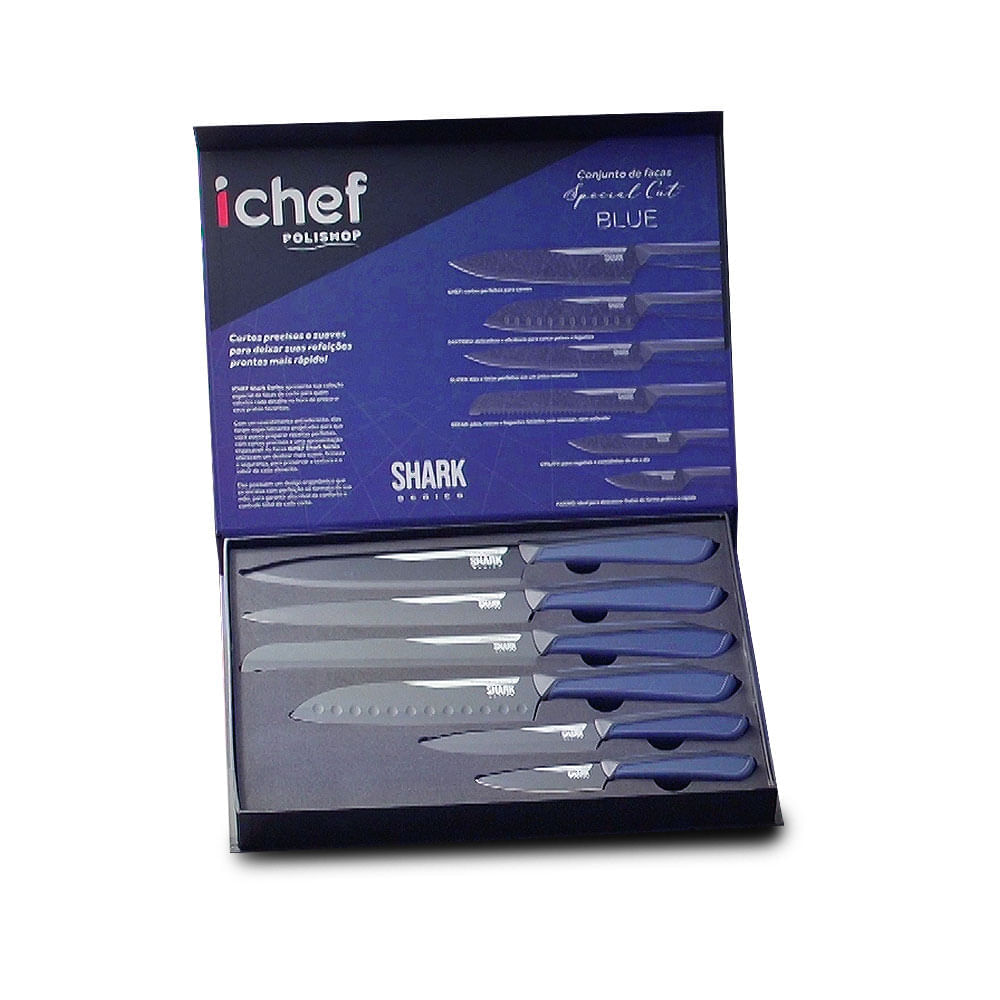 Conjunto de Facas Ichef Polishop - Shark Series - Special Cut - Blue Duo - Outlet é boa?