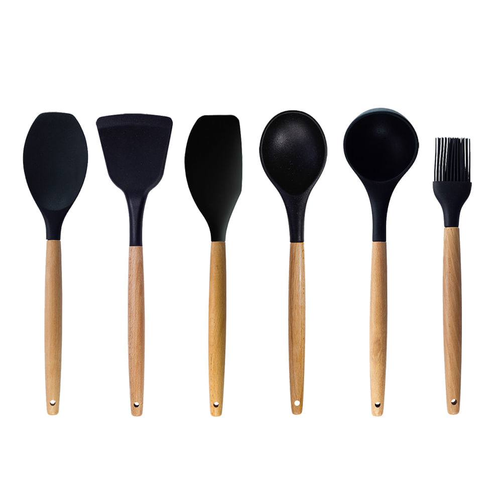Conjunto Kit de Utensílios de Cozinha Silicone Oikos - 6 Pçs Menor preço em Conjunto Kit de Utensílios de Cozinha Silicone Oikos - 6 Pçs