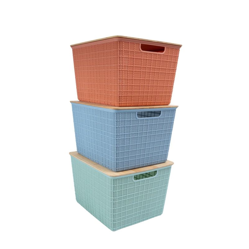 Plastic Rattan Storage Box Basket Organizer Large, ba426